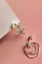 Silver Hoop Cluster Earrings