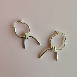 Knotted Hoop Earrings Silver