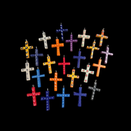 2 x Cross Pendant Kisii steen Assorted Colours