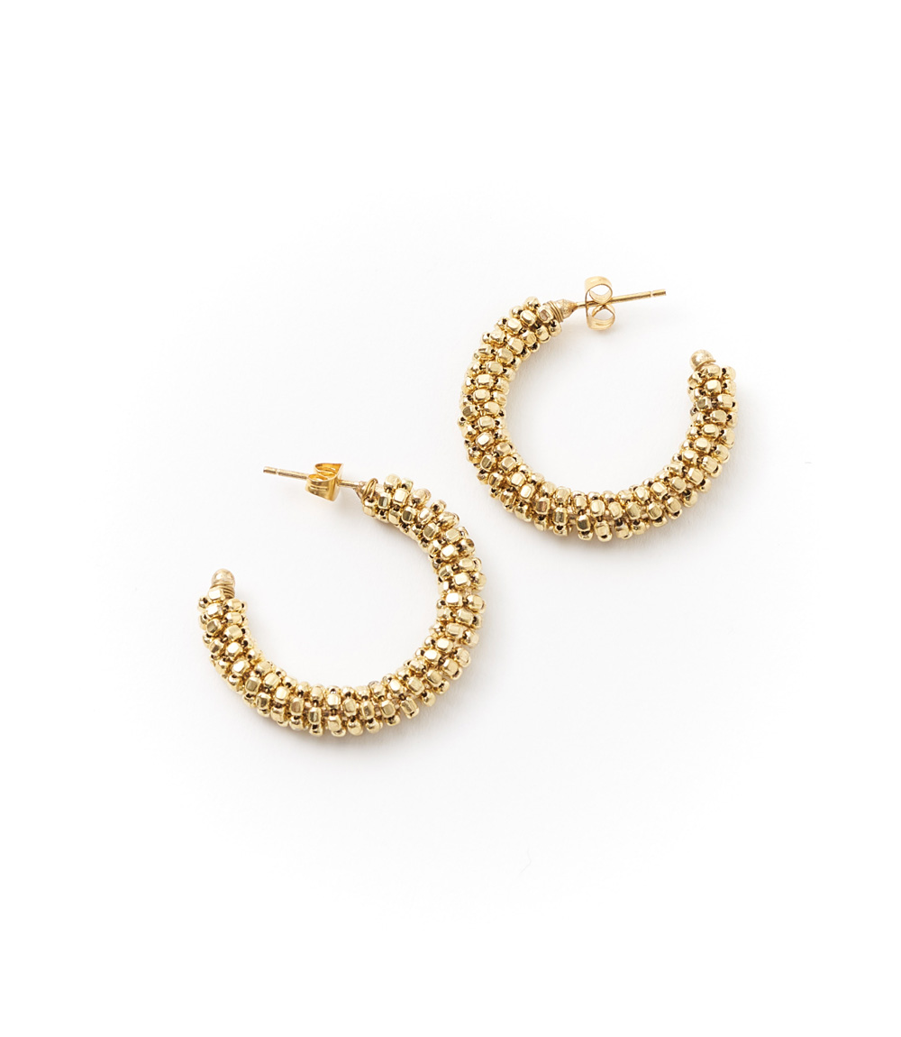 Earrings Bhavani Gold Beaded Hoop