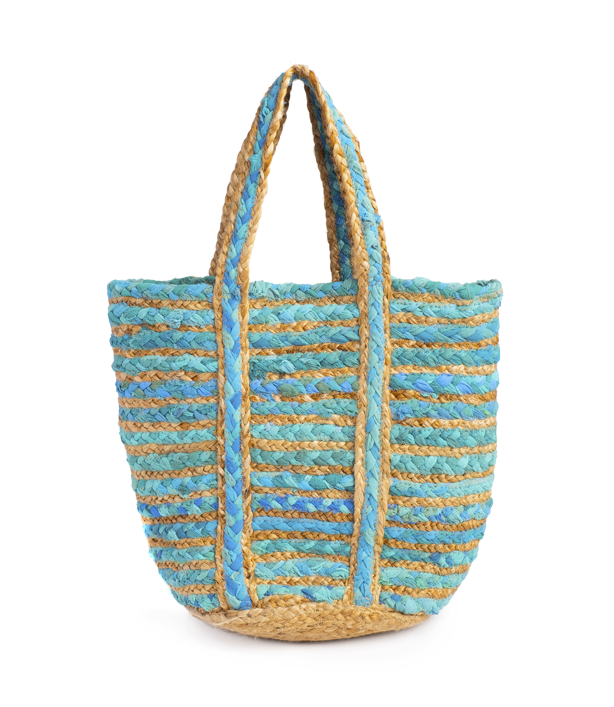 Chindi Blue Bag - Upcycled, Hand Woven