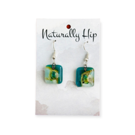 Fused Glass Earrings Square 10