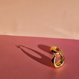Small Sculpted Hoop Earrings Gold