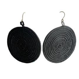 Sisal Disc Oorbellen Zwart Large