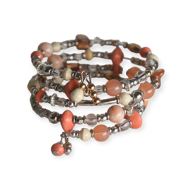 Mixed Media Memory Wire Armband Coral