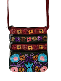 Geborduurd Luxe Bloemen Crossbody Rits Tasje C