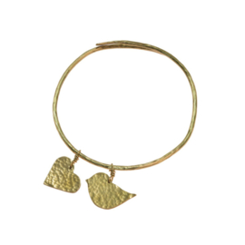 Hammered Brass Love Bird Bangle