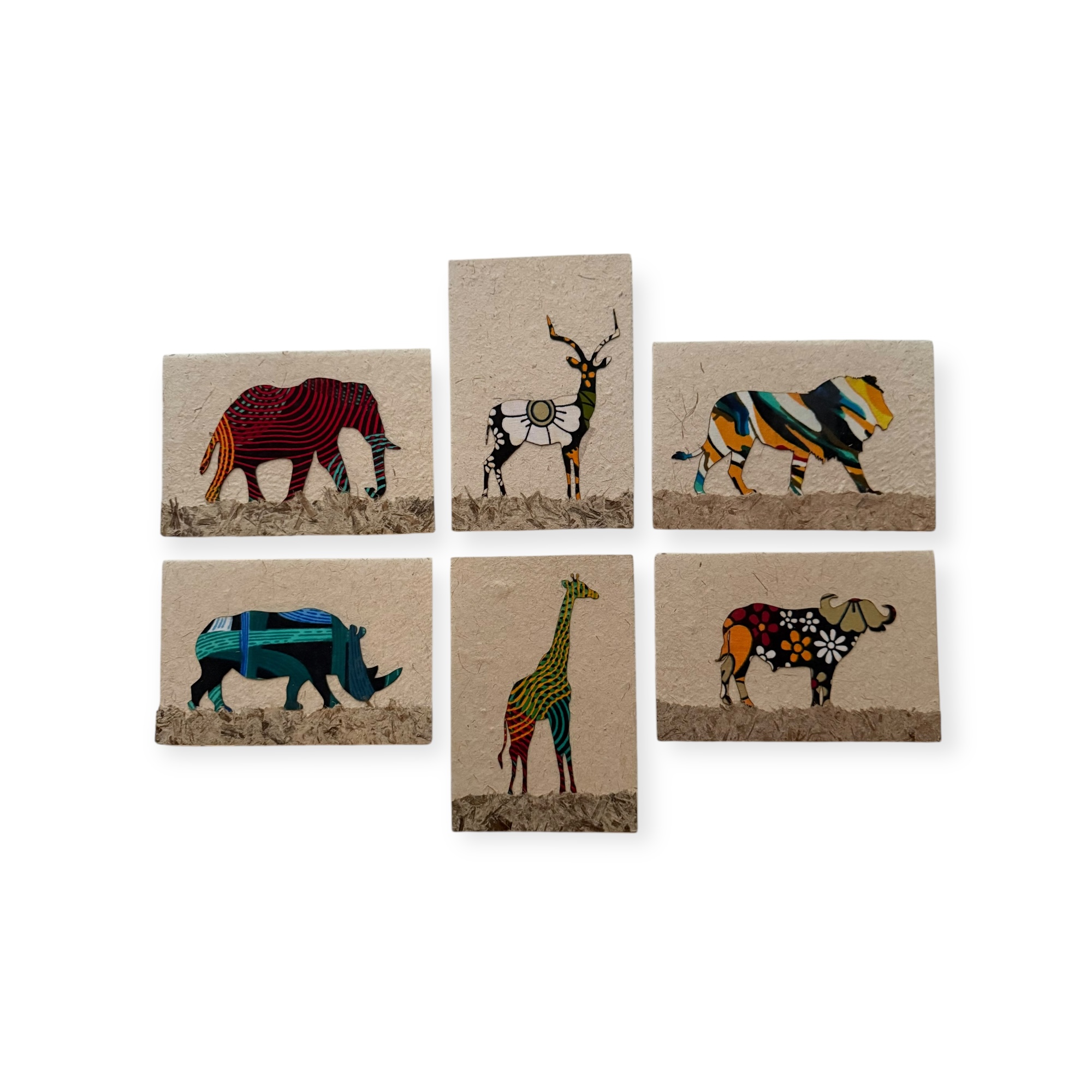 Wenskaarten Safari Animals set van 6 kaarten