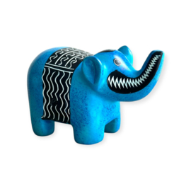 Dierenbeeldje Olifant Kisii steen Blauw