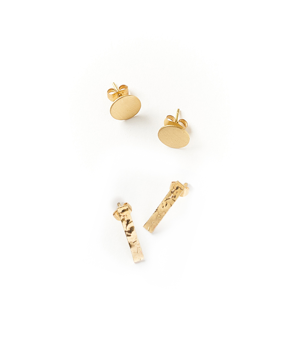Earring Diya Gold Stud Set of 2