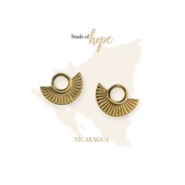 Gold Deco Stud Earrings