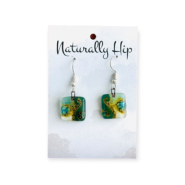 Fused Glass Earrings Square 26