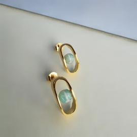 Amazonite Stud Earrings Gold