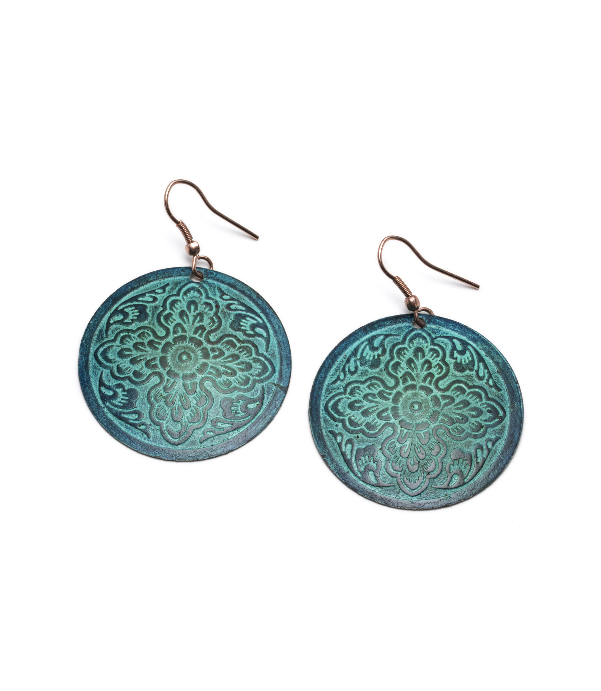 Earrings Devika Teal Disc Drop
