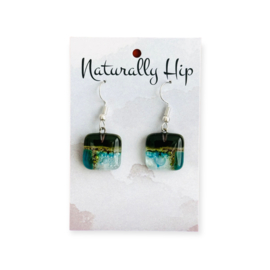 Fused Glass Earrings Square 09