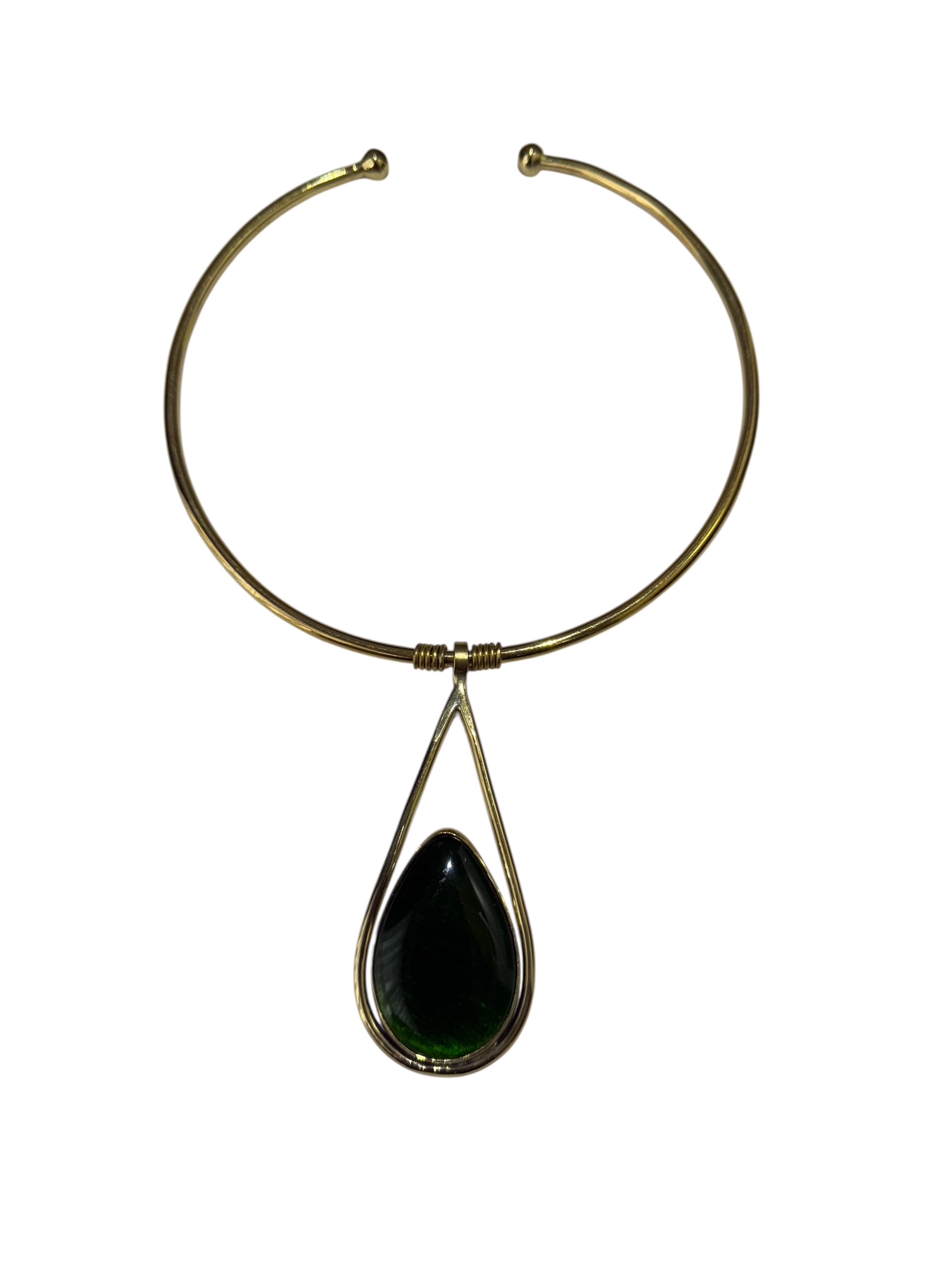 Recycled Glass Choker Druppelvorm Donkergroen