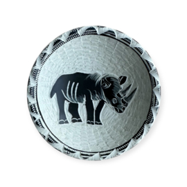 Mini Rond Schaaltje Neushoorn Kisii steen Zwart/Wit