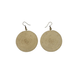 Sisal Disc Oorbellen Off White