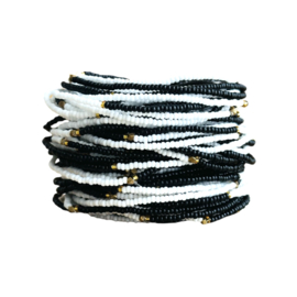 Masai Kralen Armbandje Black & White