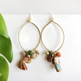 Kantha Charm Hoops