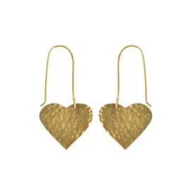 Hammered Brass Heart Earrings