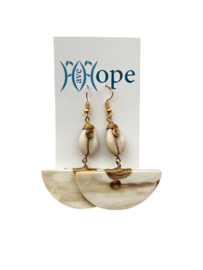 Horn Earrings Natural Shell Accent