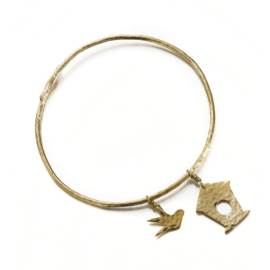 Hammered Brass Bird Box Bangle