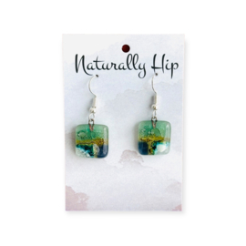 Fused Glass Earrings Square 32