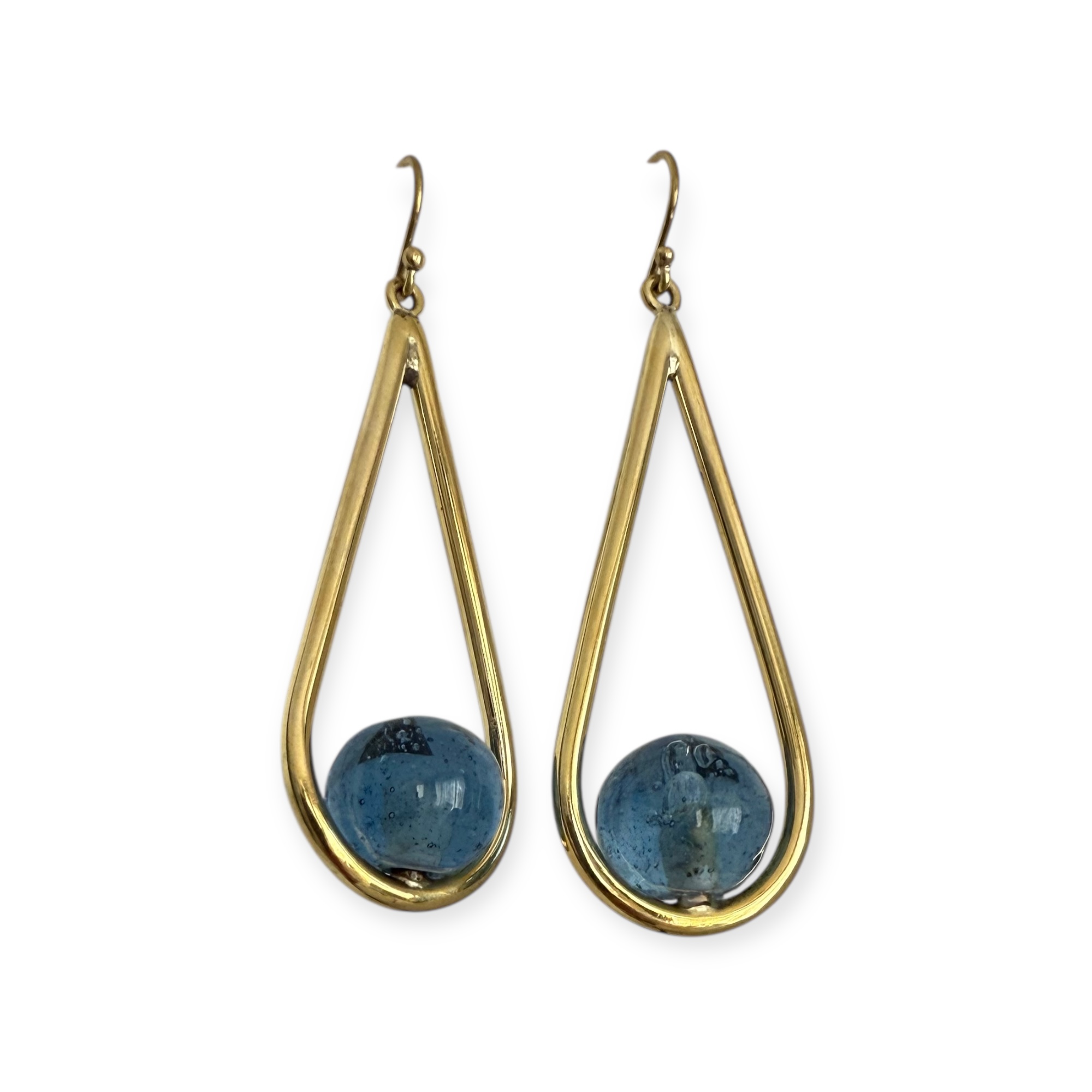 Recycled Glass Oorbel Druppelvorm Lichtblauw