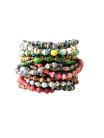 Stretch Bracelet Paper Beads Mixed Colours