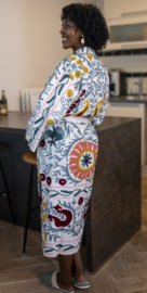Kutch India Kimono White Elegant Flower