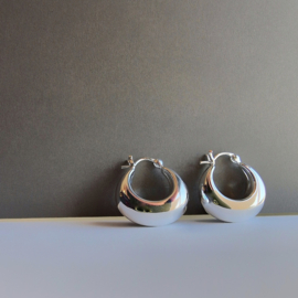 Small Sculpted Hoop Earrings Silver