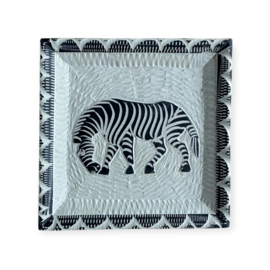 Vierkant Schaaltje Zebra Kisii steen Zwart/Wit D
