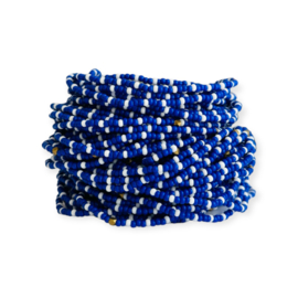 Masai Kralen Armbandje Blanc Bleu 3 Bleu
