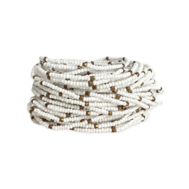 Masai Kralen Armbandje White + Brass beads