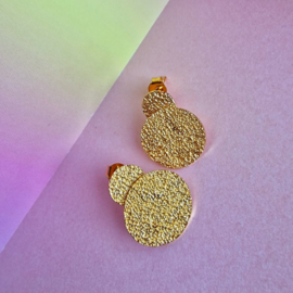 Textured Link Stud Earrings Gold