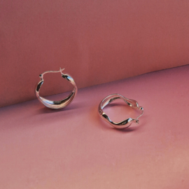 Large Water Hoop Earrings Silver