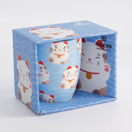 Tokyo Design Kawaii Lucky Cat Mok Lichtblauw