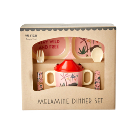 Rice by Rice babyset dinerset Jungle thema - Melamine - Roze