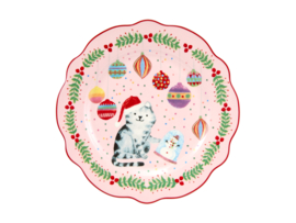 Maxwell en Williams Jolly Joy Joy Kerstbord Kat ⌀20cm