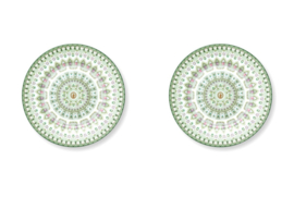 Pip Studio Lily & Lotus Groen Gebaksborden set van twee - ⌀17cm