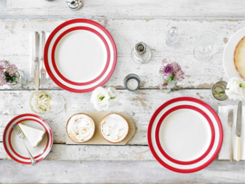 Cornishware red lunch/dinerbord 24.5 cm