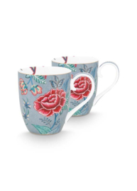 Pip studio flower festival mok set/2 - 450ml - Blauw