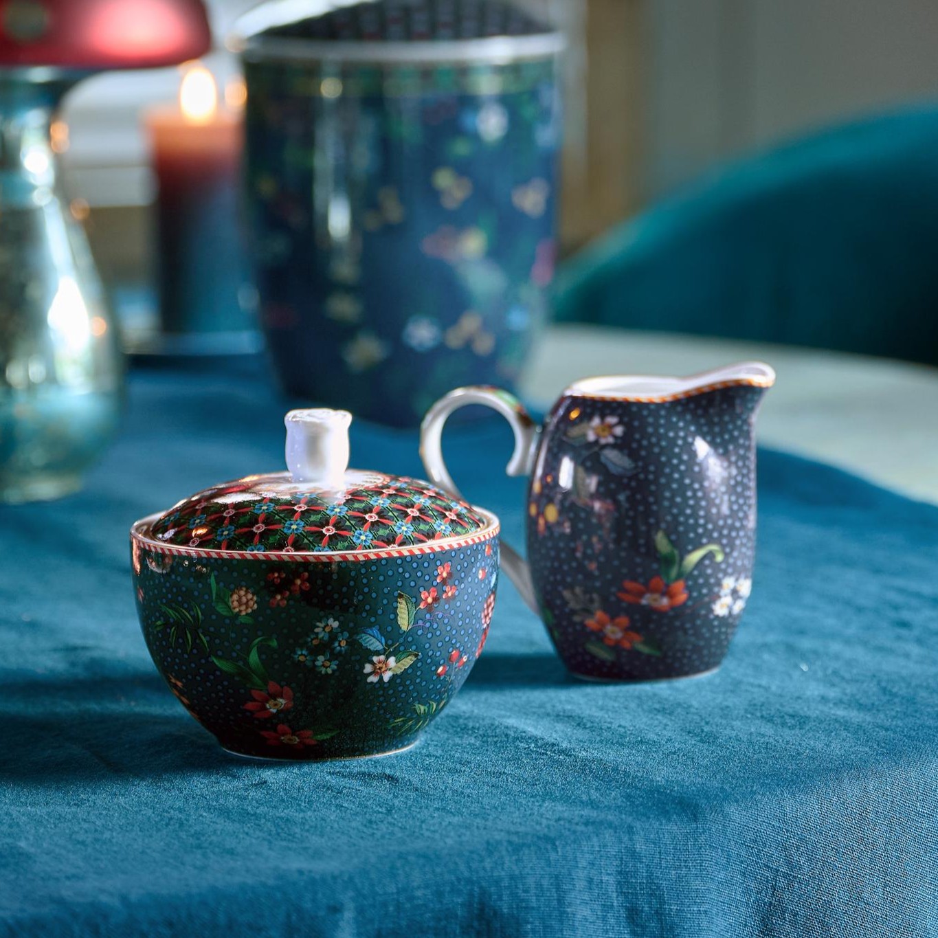Pip Studio Berry Blues Set Suikerpot, Melkkannetje en schotel