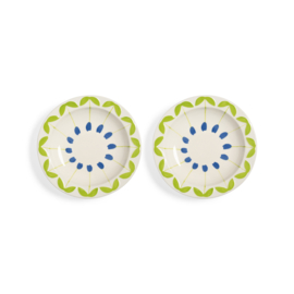 &K Amsterdam Folk Pastaborden blauw set van twee - ⌀22.5cm