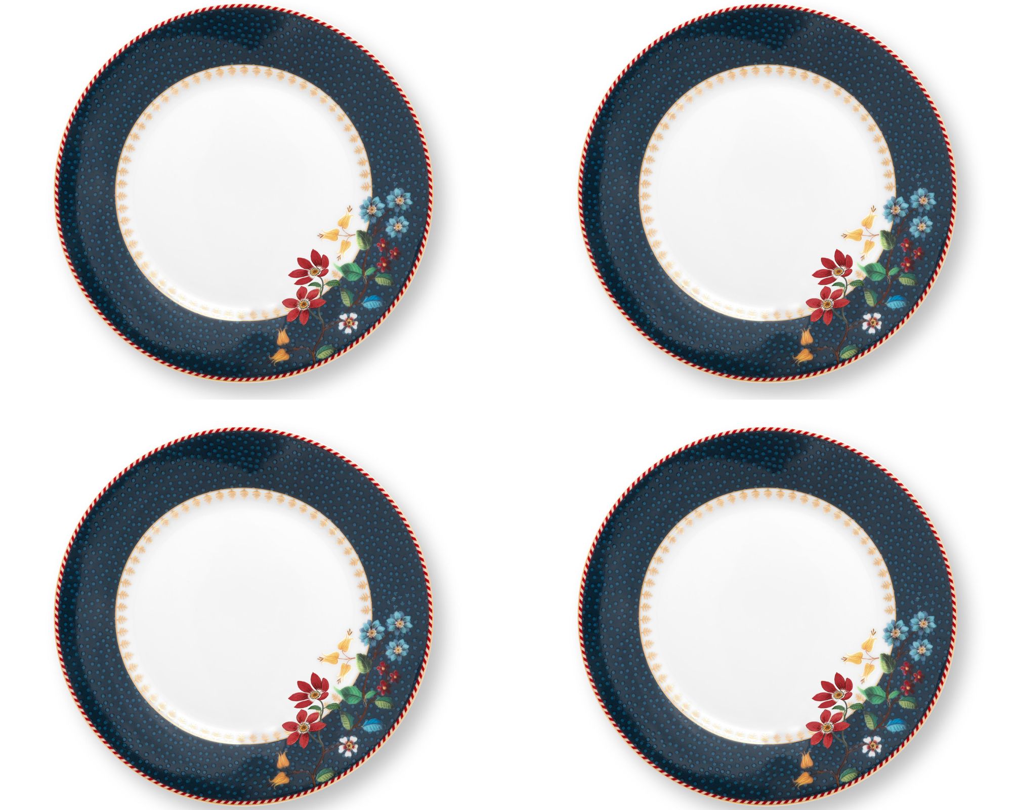 Pip Studio Berry Blues Gebaksborden Set/4 - ⌀17cm