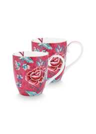 Pip studio Flower festival mok set/2 - 450ml - Roze