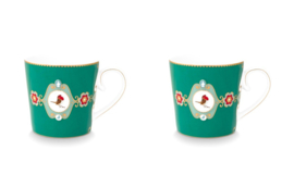 Pip Studio Love Birds Groen - Mokken set van twee - 250ml