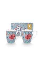 Pip studio flower festival mok set/2 - 450ml - Blauw