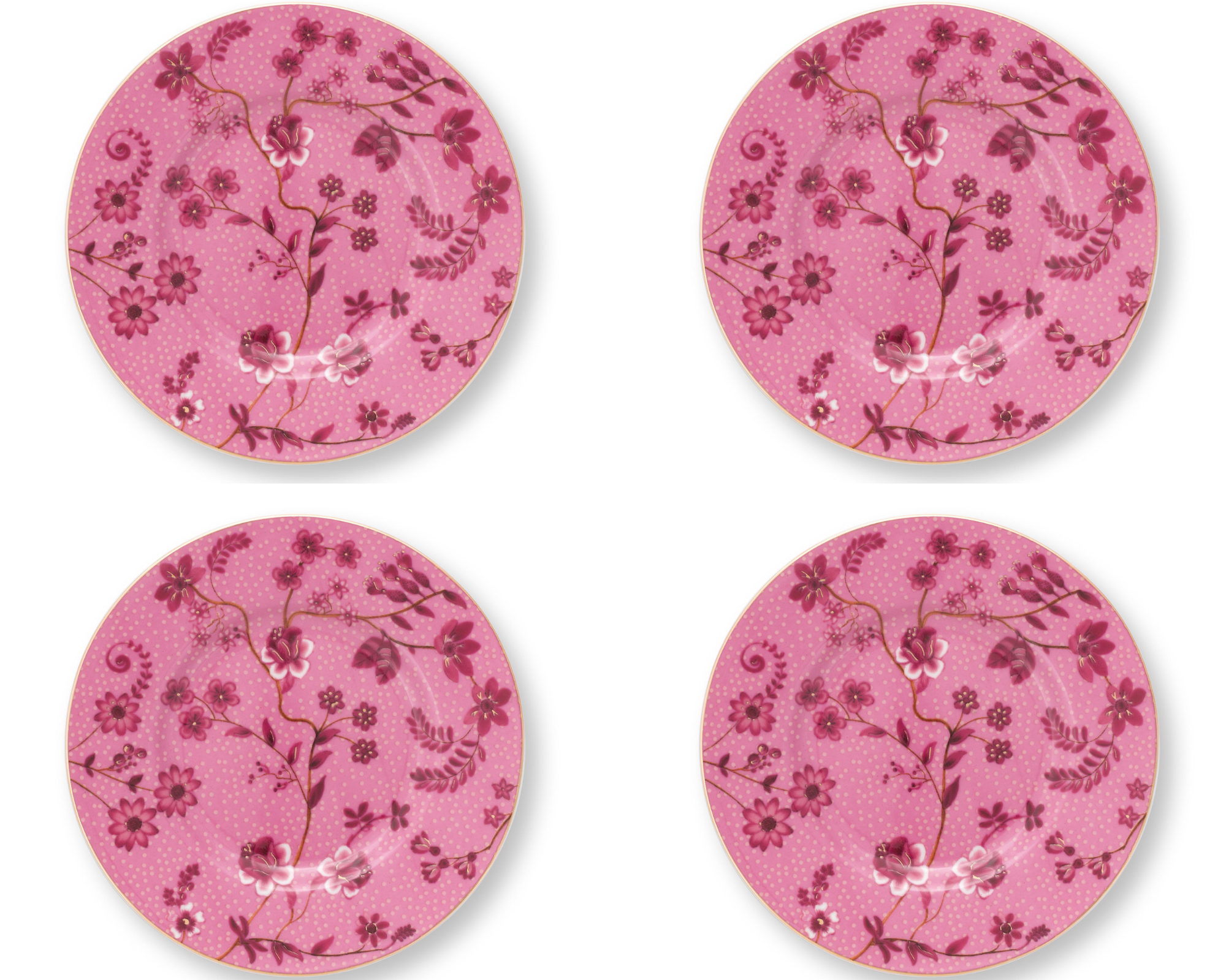 Pip Studio Jolie Pink Petit Four Bordjes - Set van 4 -   Ø12 cm